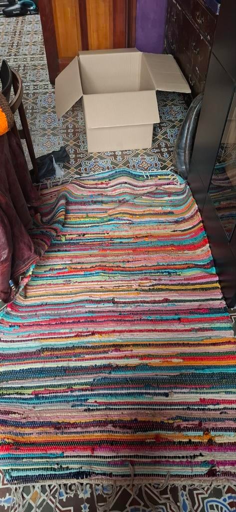 tapis de type Chindi tissé, Enlèvement ou Envoi, Utilisé, Autres couleurs, Rectangulaire