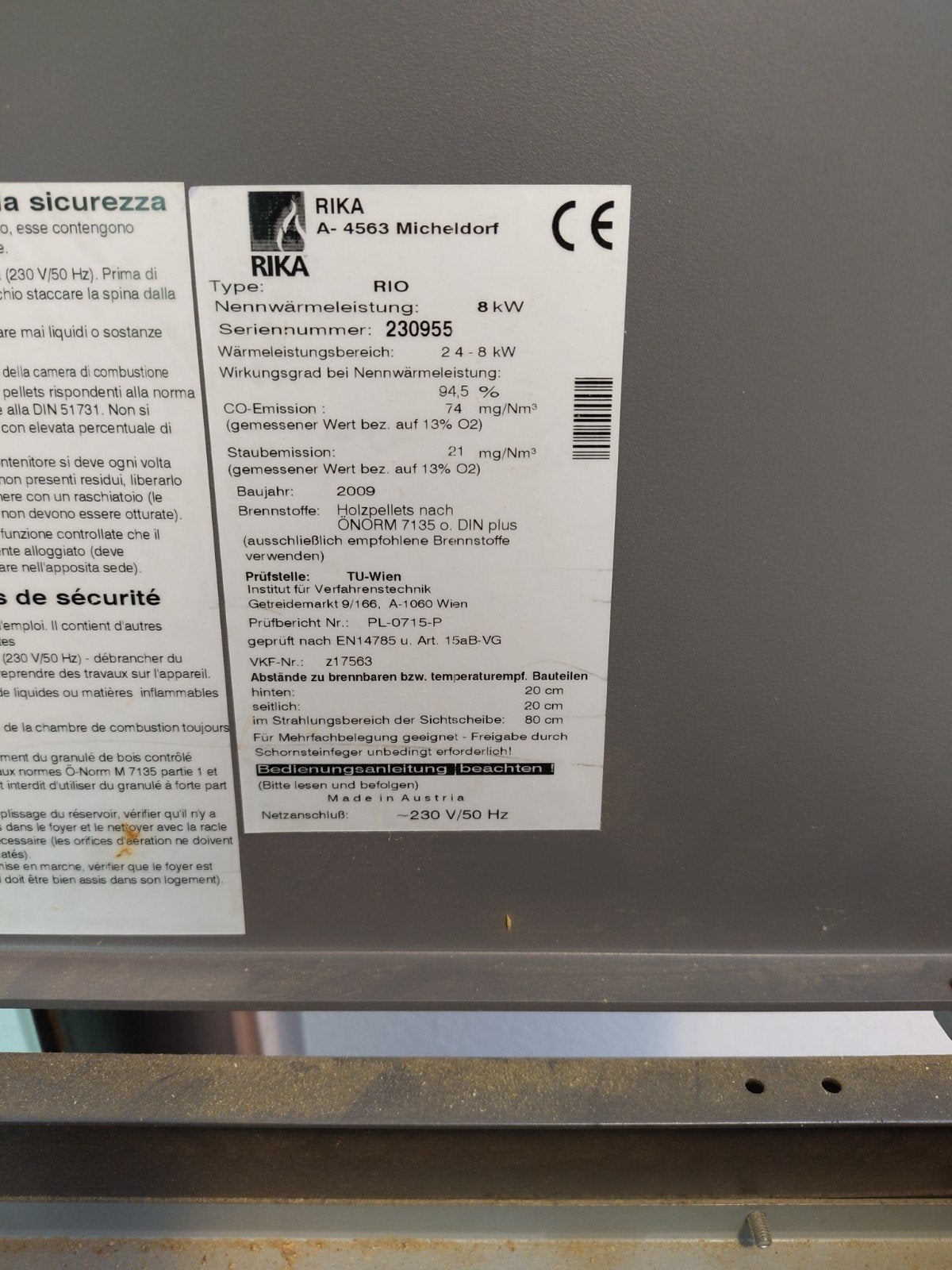Pelletkachel Rika, Huis en Inrichting, Ophalen, Gebruikt, Pelletkachel