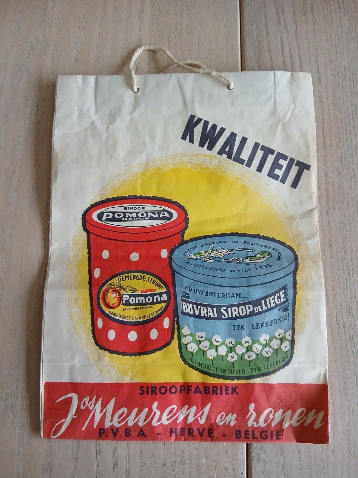 Vintage papieren winkelzakje siroopfabriek Jos Meurens en, Collections, Enlèvement ou Envoi