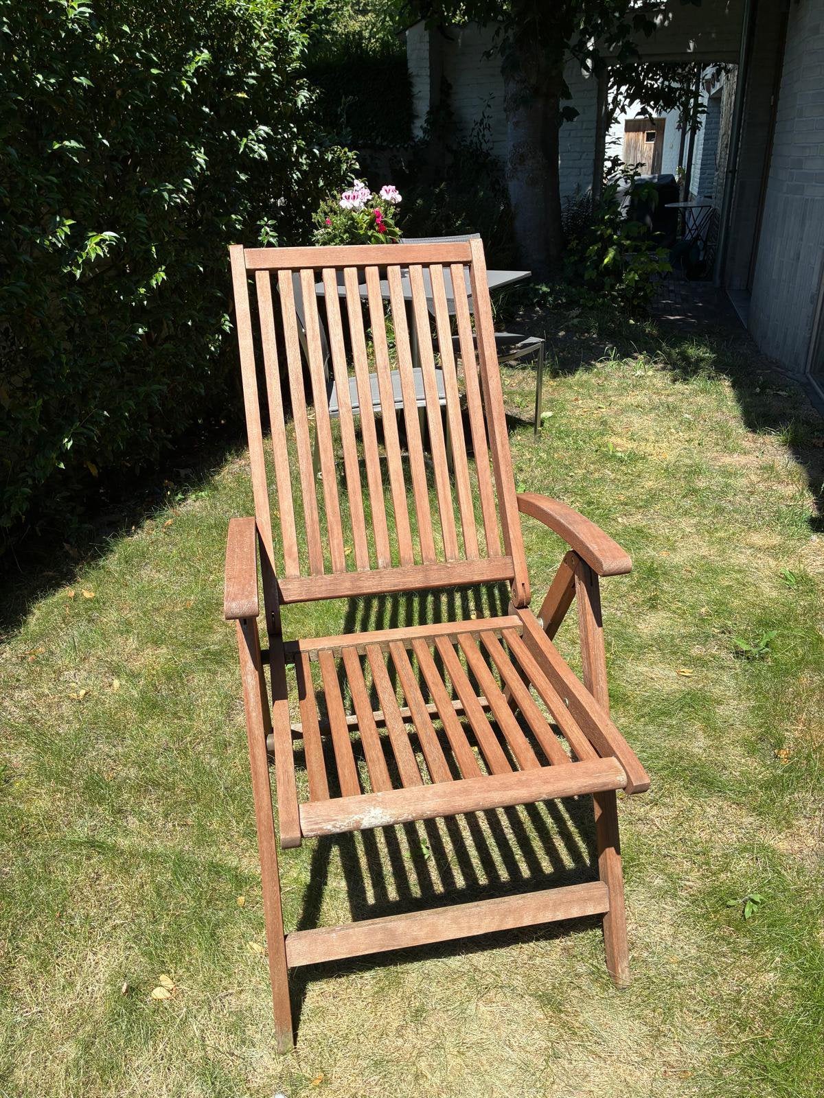 Houten Tuinstoel met kussen, Enlèvement, Utilisé, Bois, Pliant