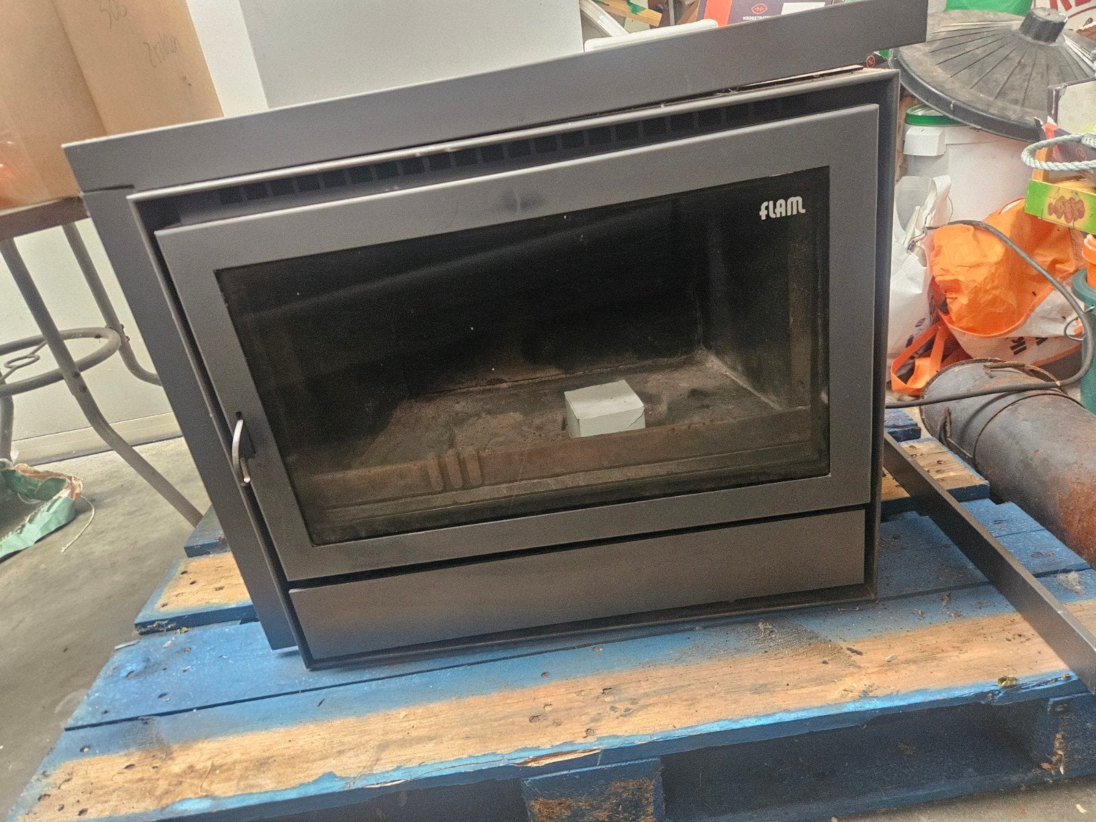 houtkachel flam 10kw, Enlèvement, Utilisé, Encastré, Cheminée au bois
