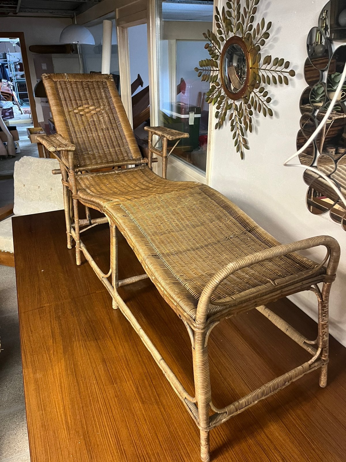 Antieke rotan deckchair ligstoel ca 1900, Ophalen