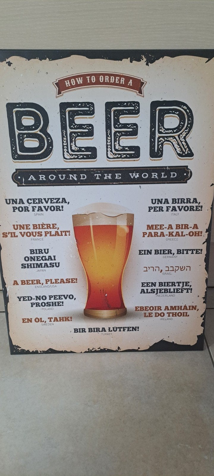 Displate "how to order beer" 30x40cm, Ophalen of Verzenden, Zo goed als nieuw