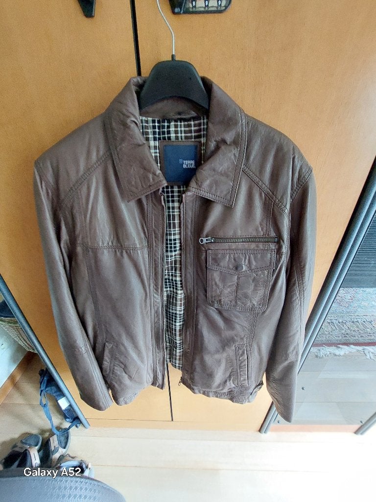 Veste en cuir marron Terre Bleue, taille S - neuve, Neuf, Enlèvement ou Envoi, Brun, Terre Bleue