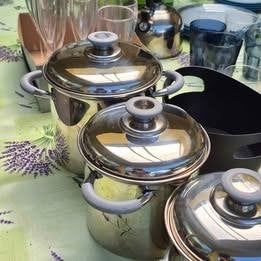 pannenset voor camper met geisoleerde handvaten, Caravans en Kamperen, Ophalen, Zo goed als nieuw