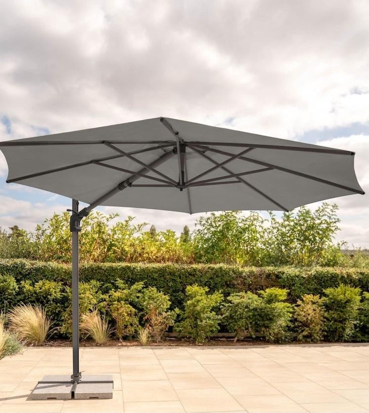 Zweefparasol grijs, Tuin en Terras, Parasols, Ophalen, 2 tot 3 meter, Verstelbaar, Zweefparasol