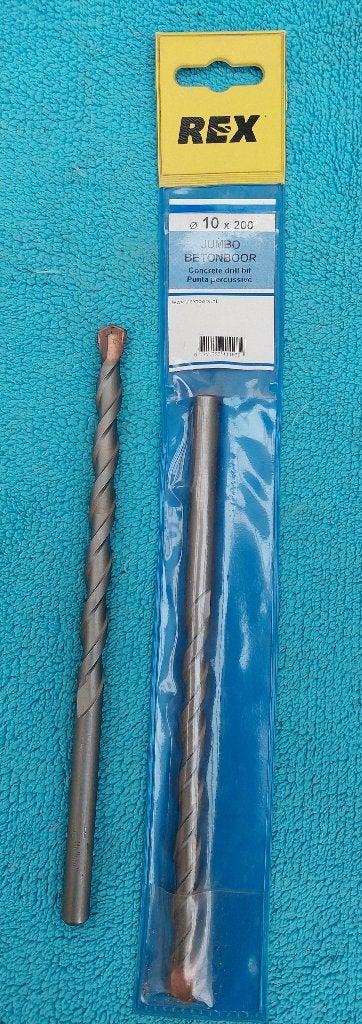 Jumbo betonboren cilindrische schacht-geen SDS dia 10 + 12mm, Doe-het-zelf en Bouw, Ophalen of Verzenden, Nieuw, Boormachine