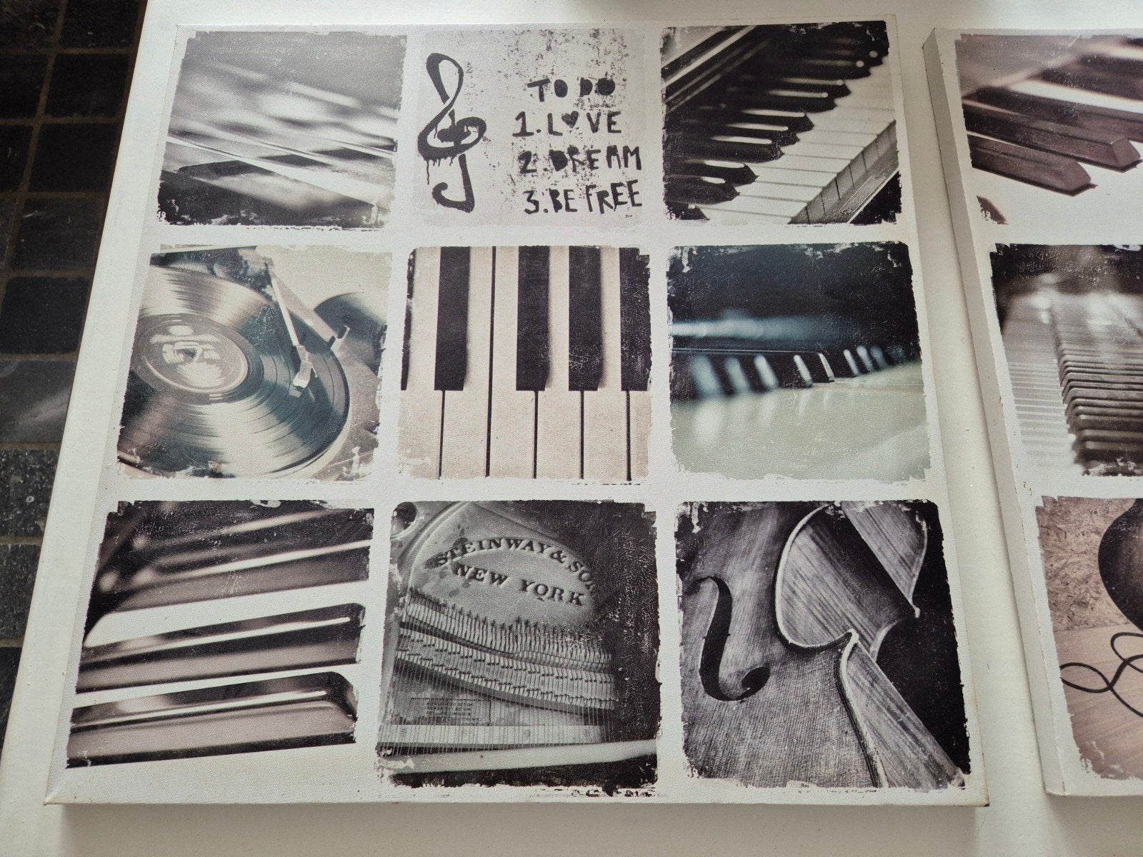 Grote muurkaders decoratie muziek-gerelateerd 58x58 cm, Ophalen, Gebruikt