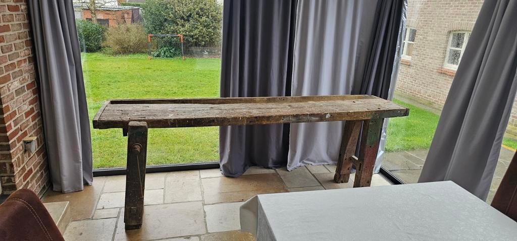 Oude werkbank 2m40 x 65 cm decoratief, Enlèvement