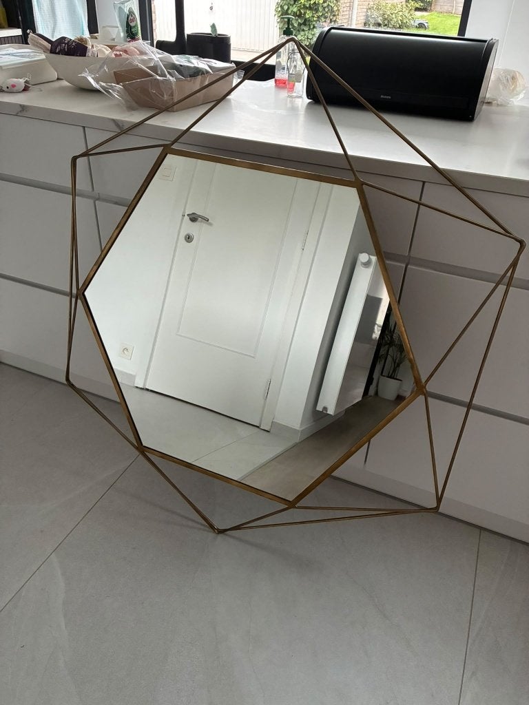 Grand miroir hexagonal doré, Enlèvement, Comme neuf