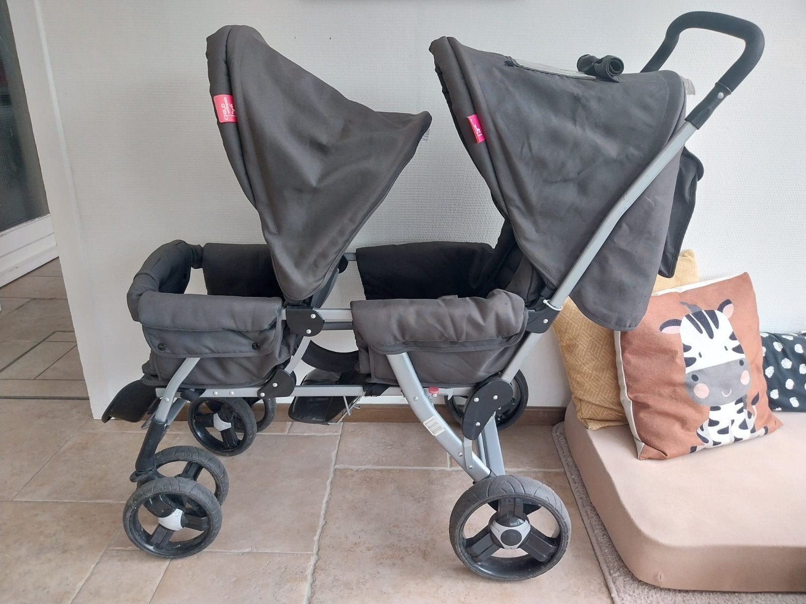Dubbele buggy Childwheels stretcher tandem, Ophalen