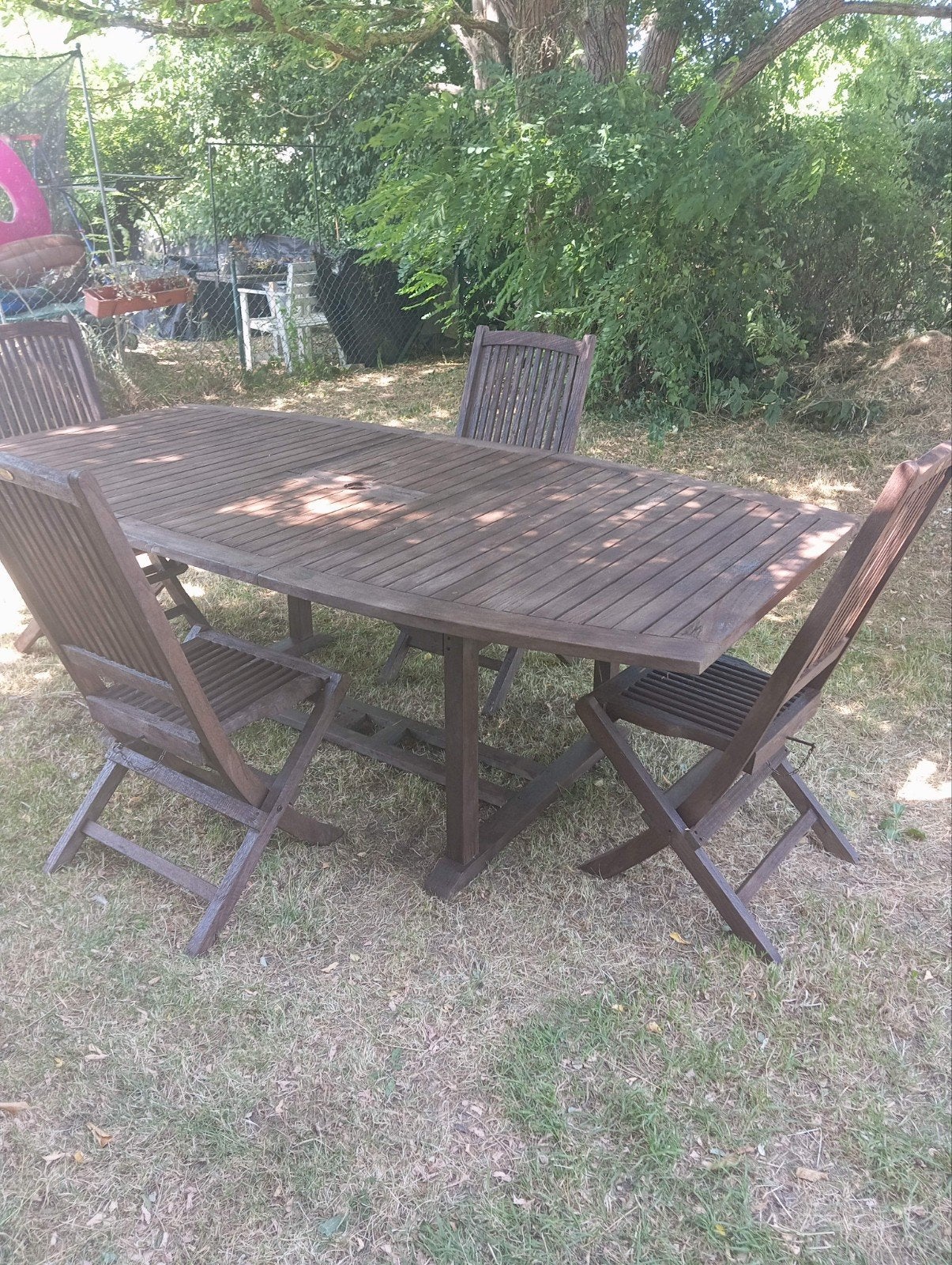 Table xxl en teck massif de marque av 4 chaises, Jardin & Terrasse