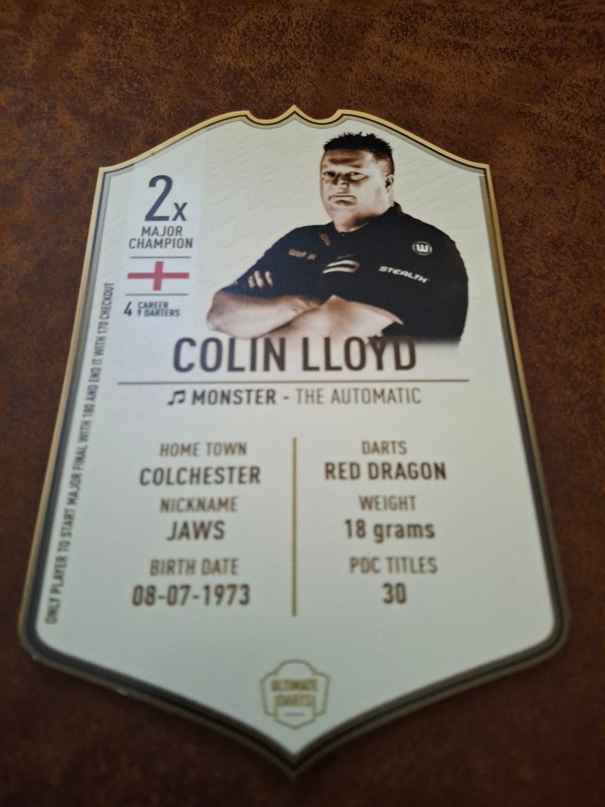 Dart card Colin Lloyd, Ophalen