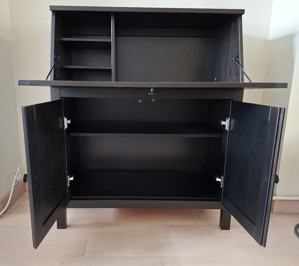 Secrétaire Hemnès brun noir -très bon état, Maison & Meubles, Enlèvement, Comme neuf, Ikea Hemnès