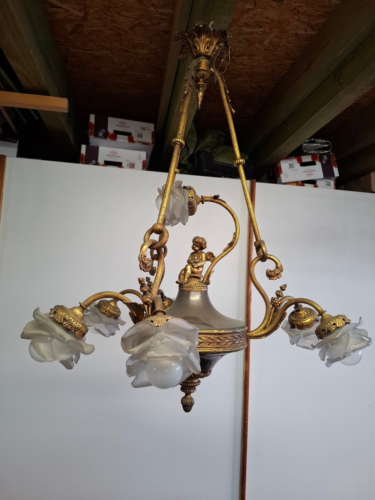 grote oude luster met engel, Huis en Inrichting, Ophalen