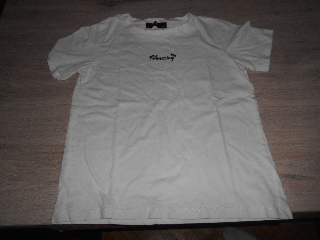 wit t shirt maat 140 AMAZING, Kinderen en Baby's, Kinderkleding | Maat 140, C&A, Meisje, Ophalen of Verzenden, Zo goed als nieuw