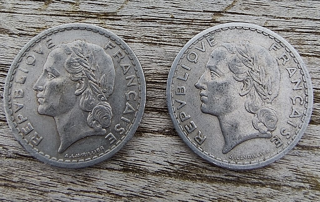 2 Franse munten - 5 Franc, Ophalen of Verzenden, Frankrijk, Losse munt