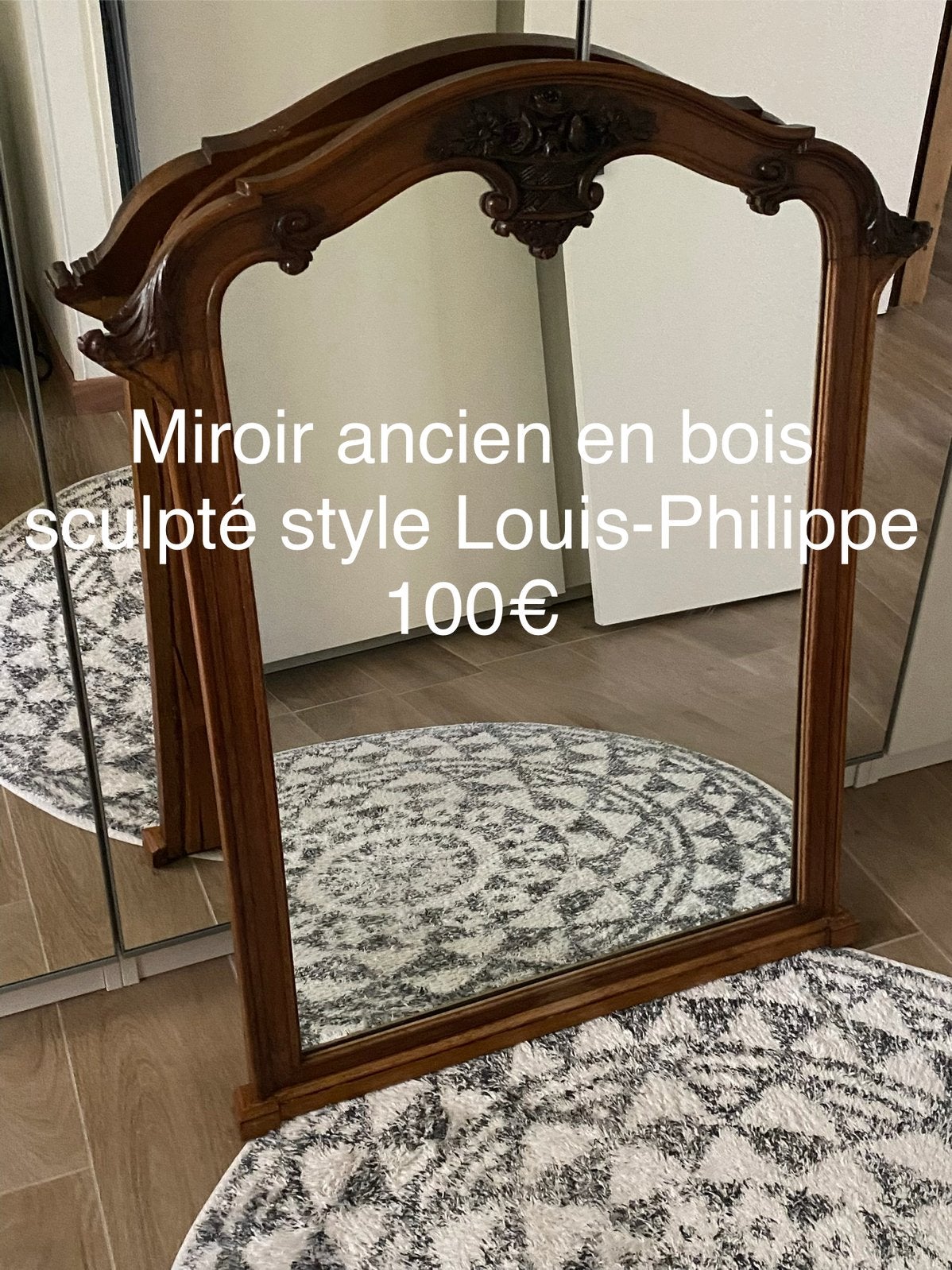 Miroir ancien en bois sculpté – style Louis-Philippe, Enlèvement