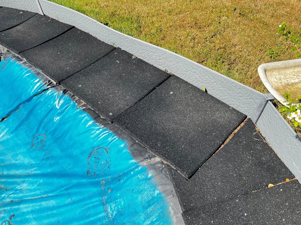 Rubberen terrastegels en kunststoffen boordjes, Tuin en Terras, Tegels en Klinkers, Ophalen, Gebruikt, Kunststof, Terrastegels