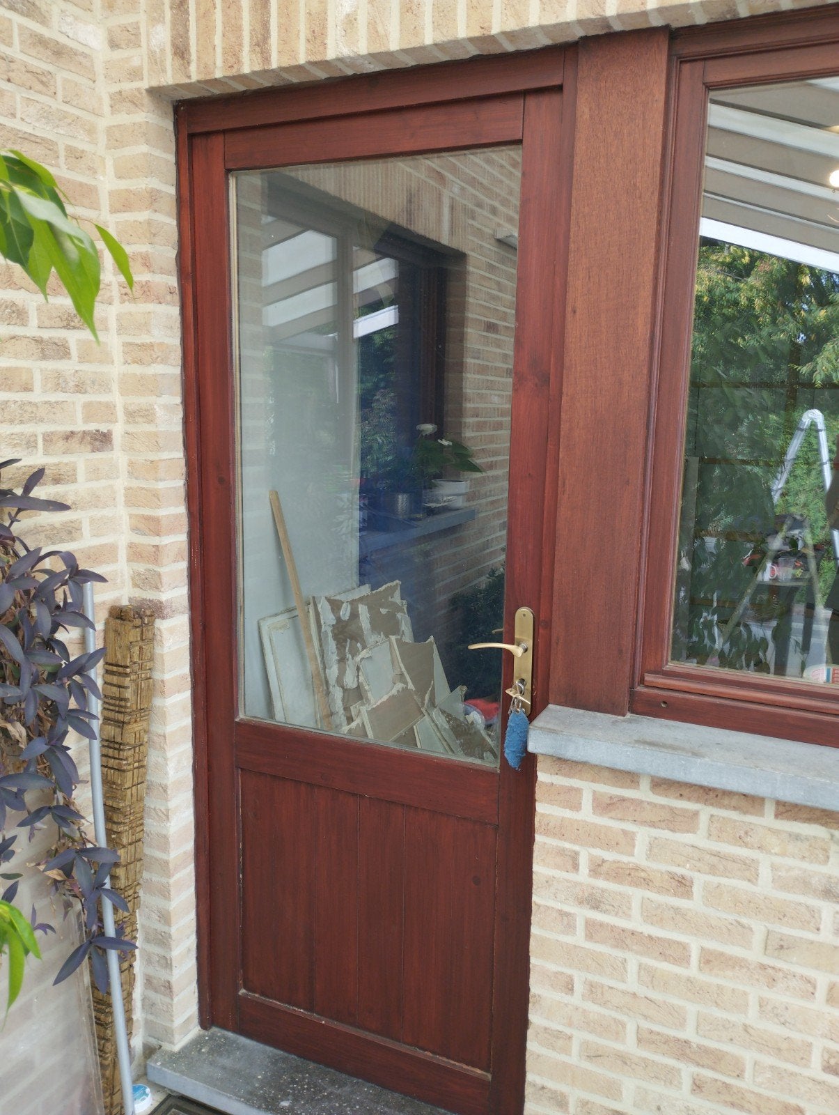 porte châssis double vitrage en bois, Bricolage & Construction, 75 à 150 cm, Chambranle de porte, Comme neuf, Enlèvement