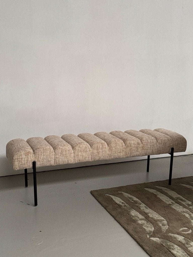 Banc Tissu Chiné Beige, Maison & Meubles, Neuf, Moins de 75 cm, Enlèvement, Tissus