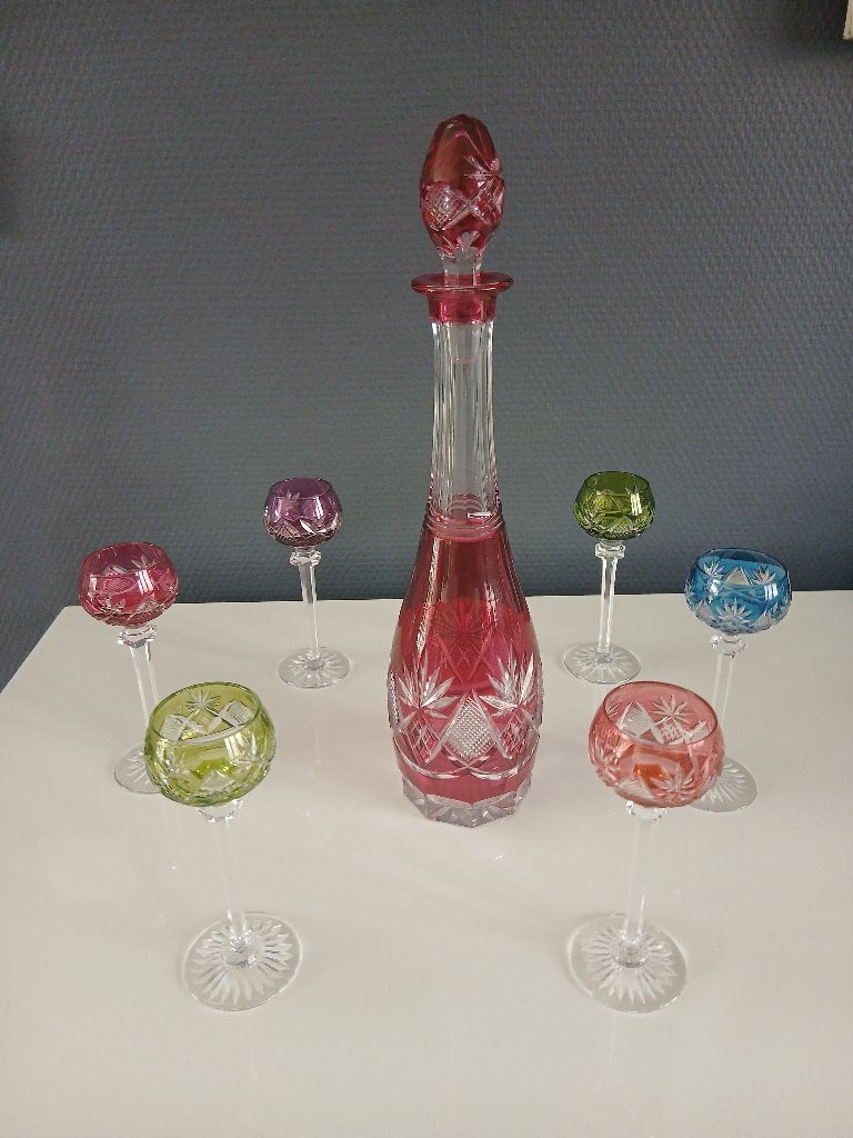 1 CARAFE ET 6 VERRES VAL SAINT LAMBERT 1926, Enlèvement ou Envoi