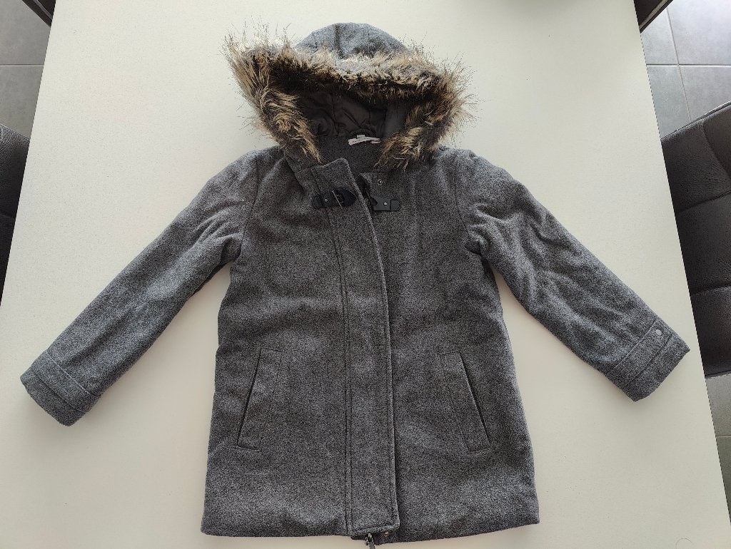 grijze stoffen jas met kap voor meisje - 8 jaar, Ophalen, Gebruikt, Meisje, La Redoute