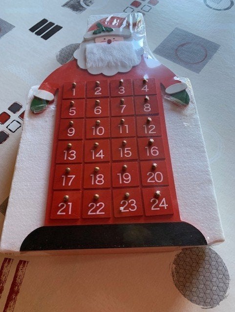 Calendrier de l'avent réutilisable en bois "Père Noël", Divers, Enlèvement ou Envoi, Neuf
