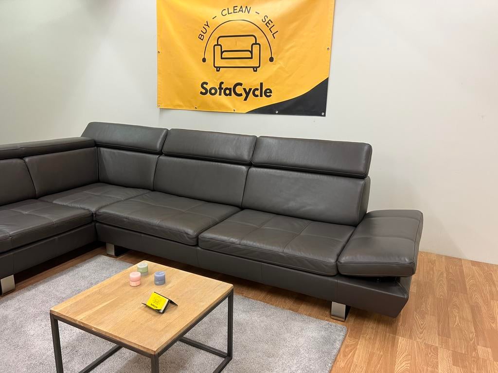 Canapé d'angle en cuir Belform-Nettoyé + Livraison/Sofacycle, Maison & Meubles, Enlèvement ou Envoi, Comme neuf, SofaCycle, Info@sofacycle.be