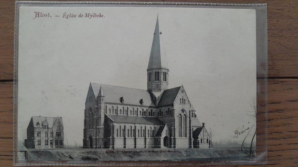 Prentkaart Aalst Kerk Mijlbeek - Alost Église De Mÿlbeke, Enlèvement ou Envoi, Affranchie, Flandre Orientale