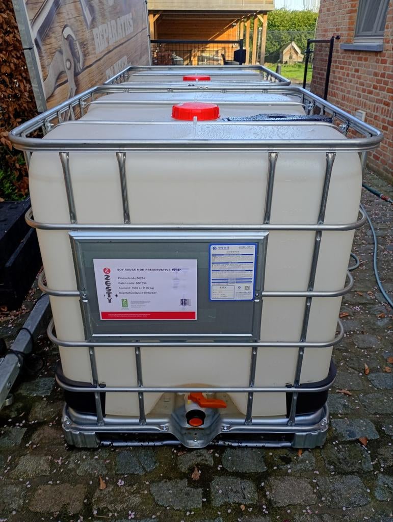 Cubitainers 1.000 liter / IBC container, Ophalen, Kunststof, Met kraantje, 150 liter of meer