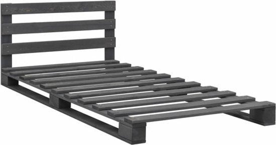 Cadre de lit Palette Bois de pin massif Gris 90x200 cm, Maison & Meubles, 90 cm, Gris, Palette Bois de pin massif Gris, Une personne