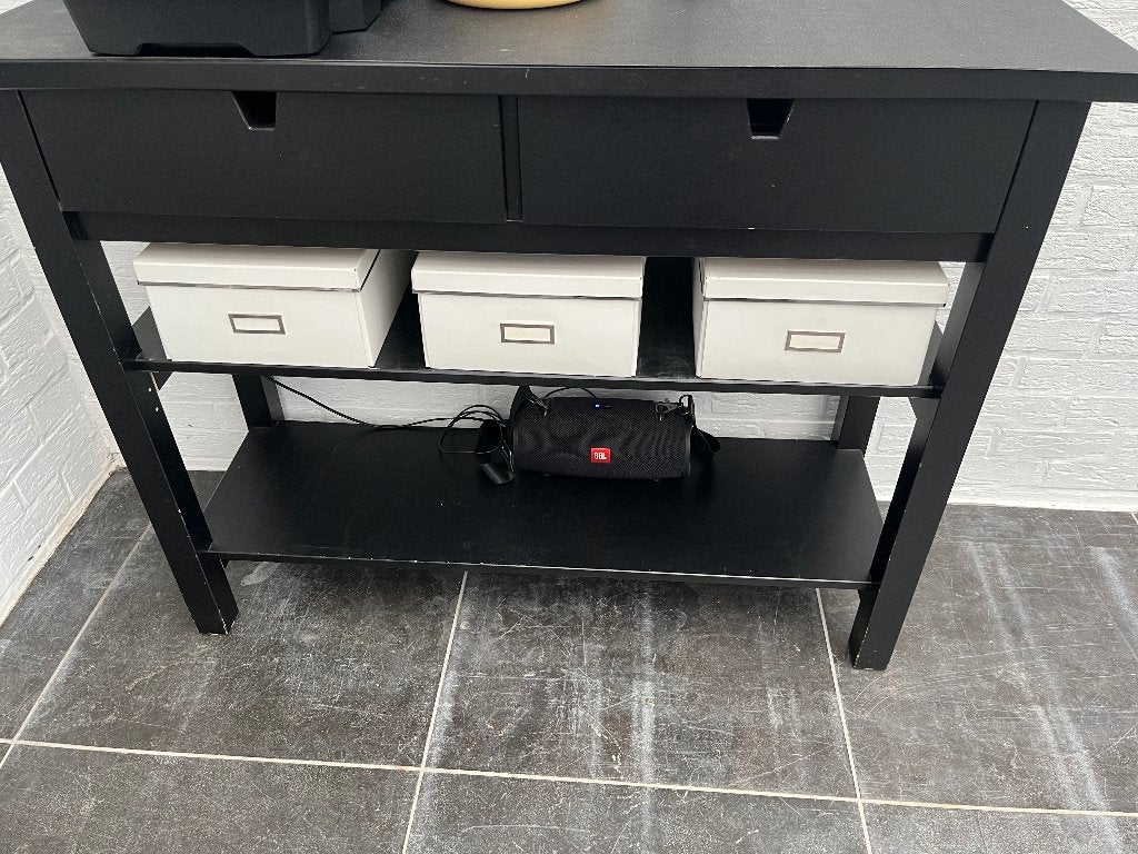 bijzet kast/tafel met 2 lades, Huis en Inrichting, Ophalen, Gebruikt, 100 tot 150 cm, Grenenhout