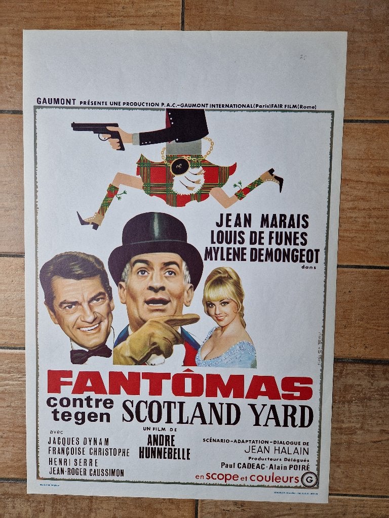 filmaffiche Louis De Funes Fantomas Scotland Yard filmposter, Collections, Enlèvement ou Envoi, Rectangulaire vertical, A1 jusqu'à A3