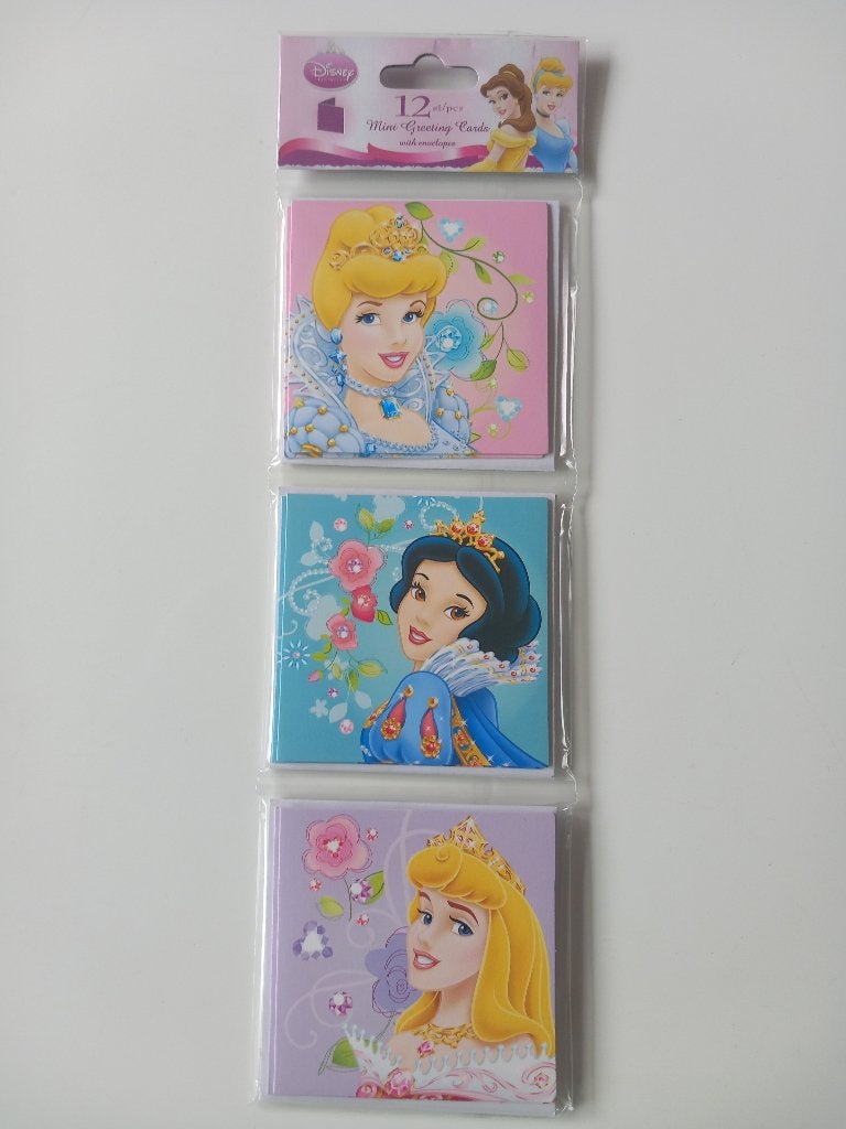 12 mini kaartjes Disney Assepoester Sneeuwwitje Doornroosje, Ophalen of Verzenden, Nieuw