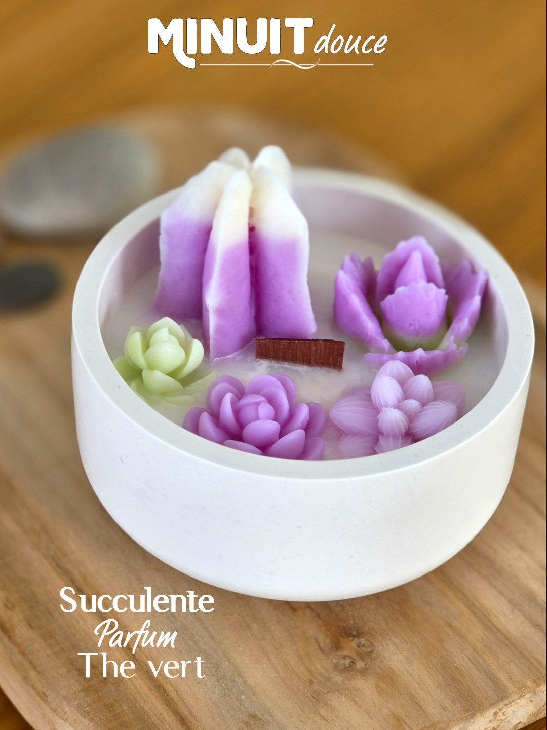 Bougie cactus en cire végétale – parfum Thé vert, Autres marques, Enlèvement, Bougie, Violet