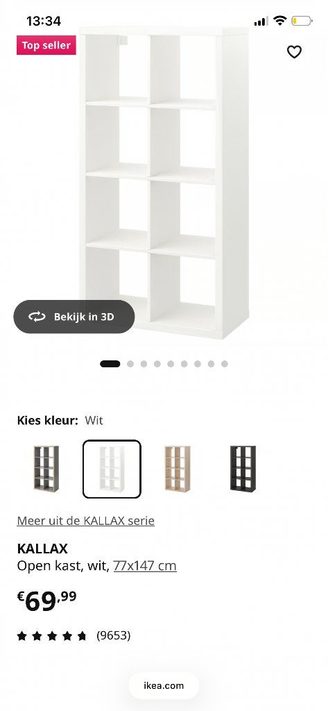 Kallax kast IKEA, Ophalen
