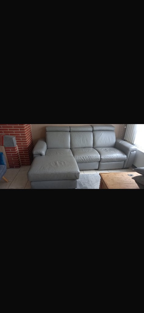 Salon cuir poltrone sofa gris fauteuil électrique, Banc d'angle, 150 à 200 cm, Comme neuf, Enlèvement