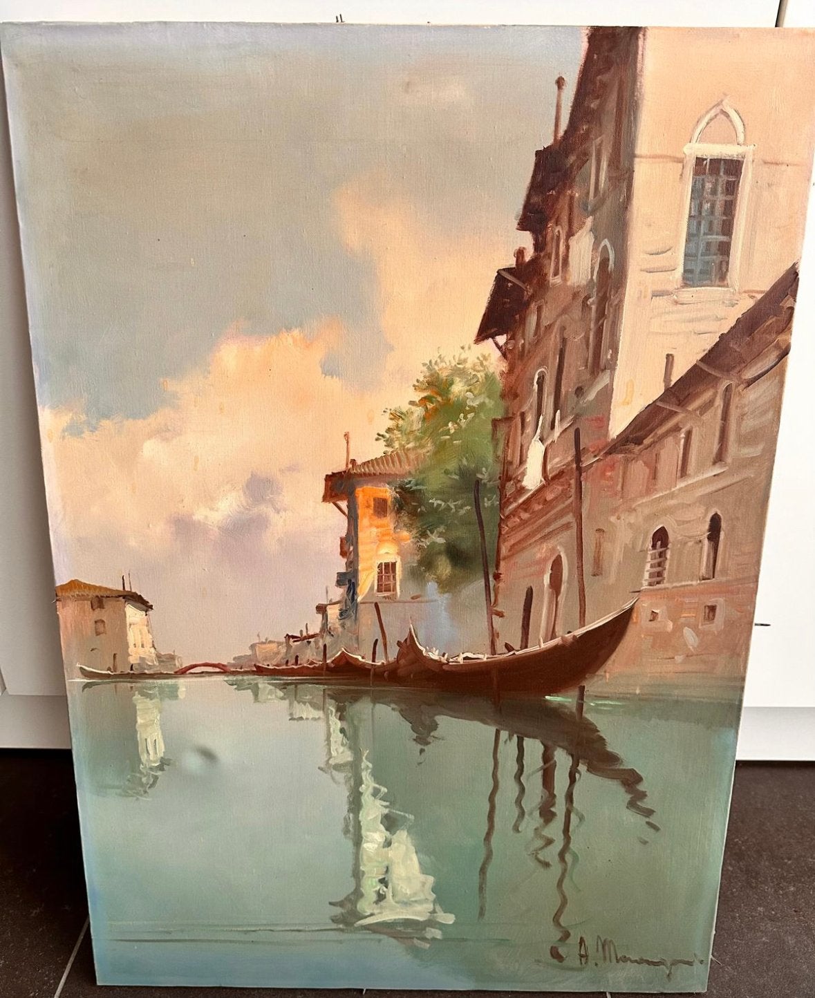 Olieverfschilderij van de Italiaanse  schilder Marangoni, Ophalen, Olieverf, Doek