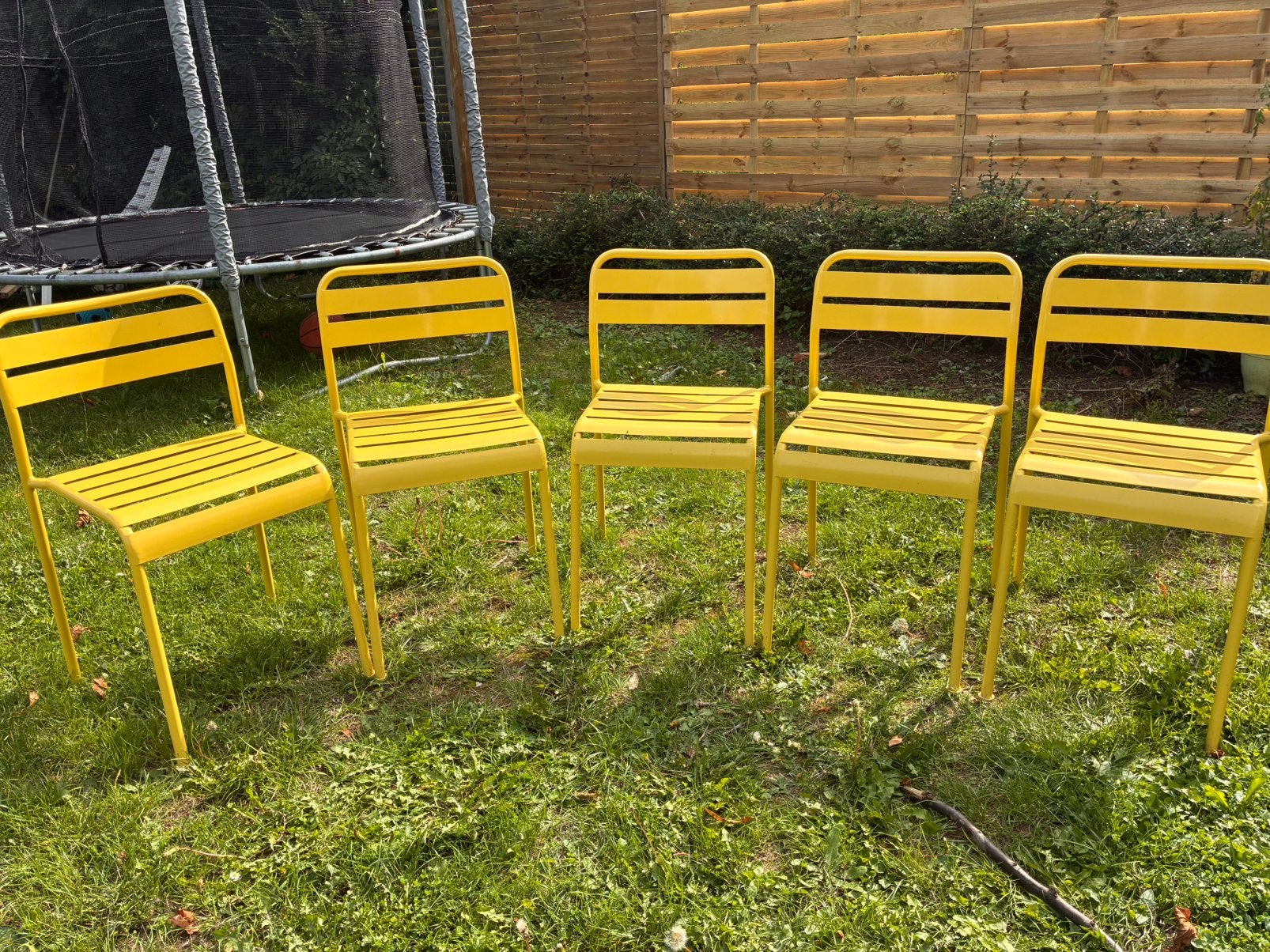 5 citroengele tuinstoelen van IKEA, Jardin & Terrasse, Enlèvement, Comme neuf, Métal