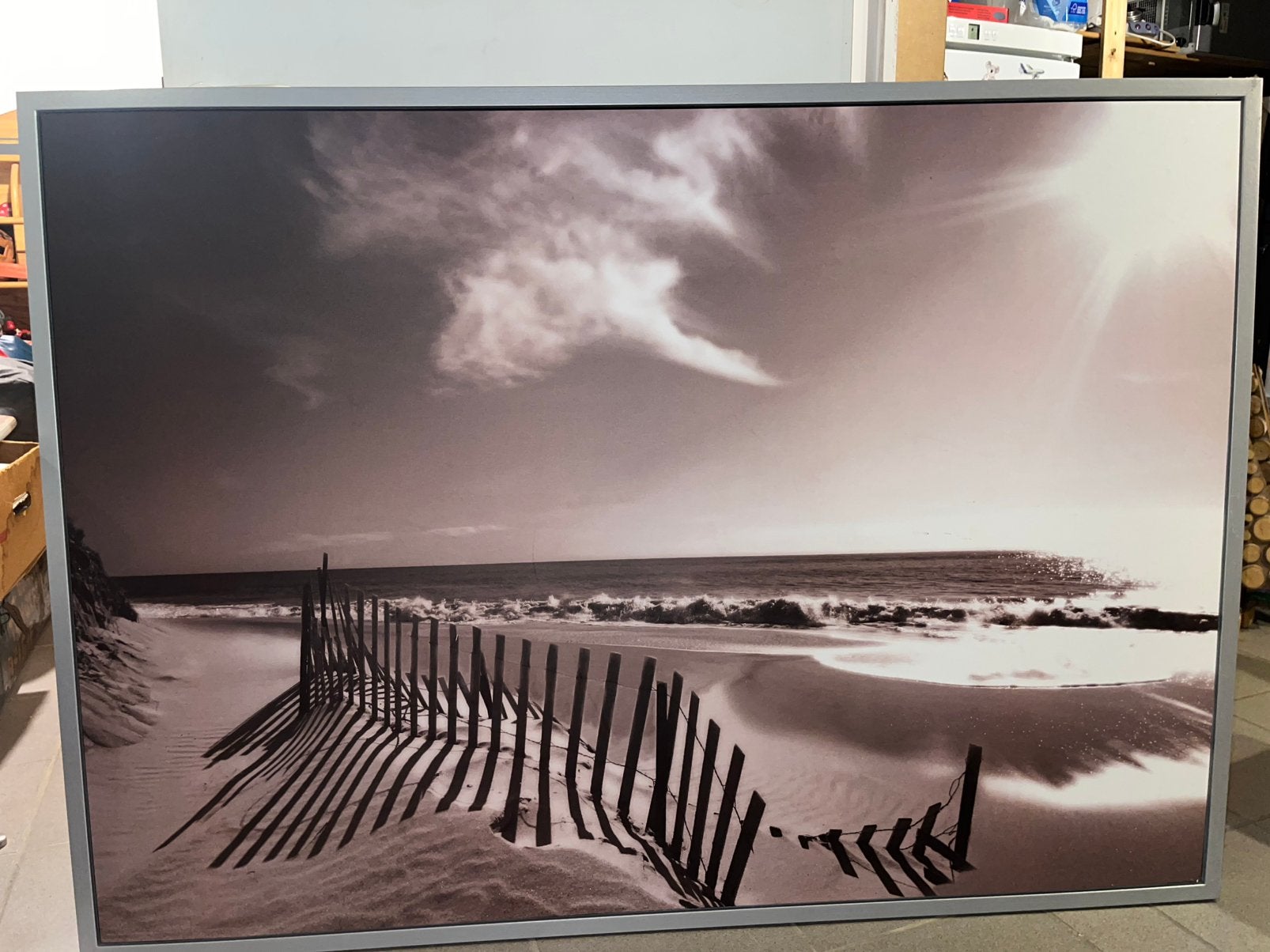 Grote poster ingekaderd, Ophalen, 125 cm of meer, Zo goed als nieuw, Foto of Poster