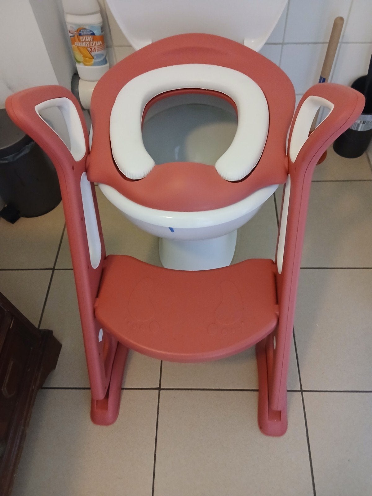 Wc trapje met zitkussen, roze/wit, Kinderen en Baby's, Ophalen