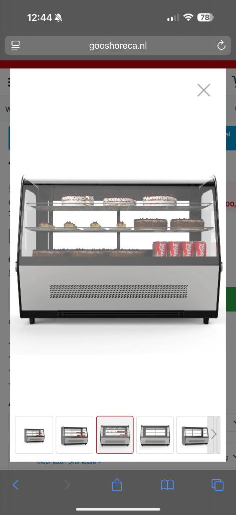 Koelvitrine 160liter/ RVS / gebogen, Elektronische apparatuur, 150 tot 200 liter, Zonder vriesvak, 60 cm of meer, Nieuw