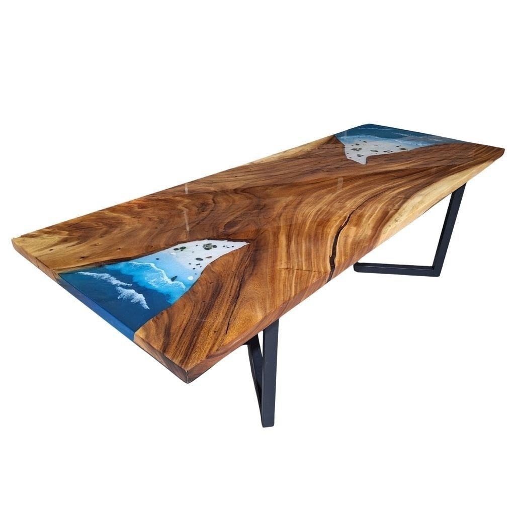 Epoxy Tafel - 260x100cm – Notenhout Rivier eettafel, Huis en Inrichting, Ophalen, Nieuw