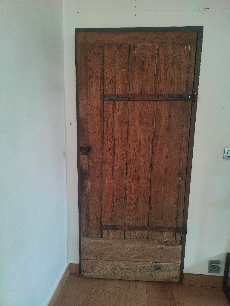 oude massieve eiken deur, Doe-het-zelf en Bouw, Ophalen, Gebruikt, 80 tot 100 cm, Minder dan 200 cm