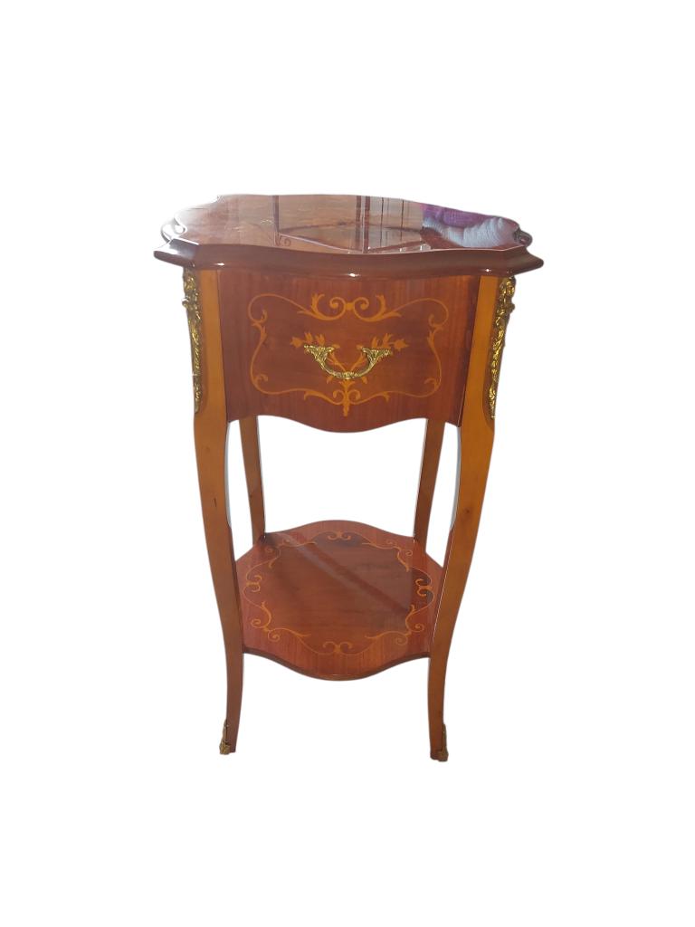 Antieke bijzettafel / nachtkastje met marqueterie, Ophalen