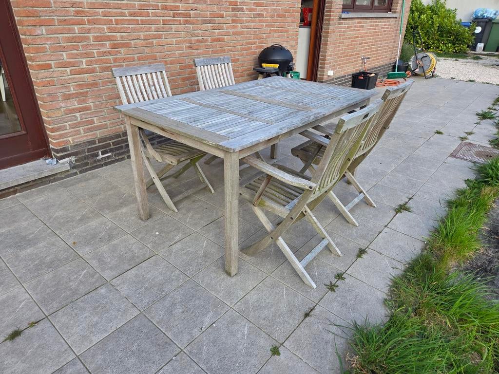 Tuintafel met stoelen in teak, Ophalen