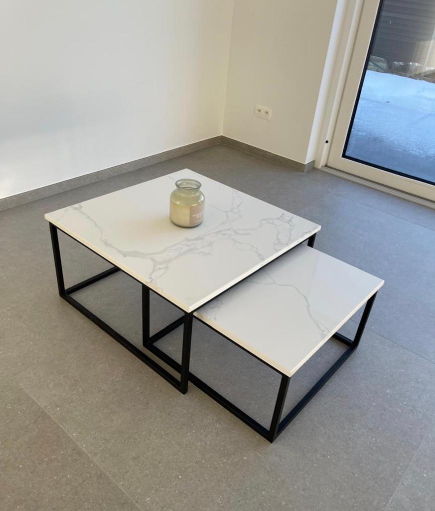 Te koop: Luxe set marmeren salontafels (8080 & 6565), Huis en Inrichting, Ophalen of Verzenden, Zo goed als nieuw