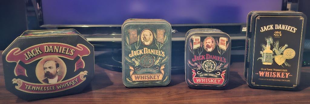 Jack Daniel's Petites Boîtes Métal (vide)+Présentoir, Enlèvement, Comme neuf