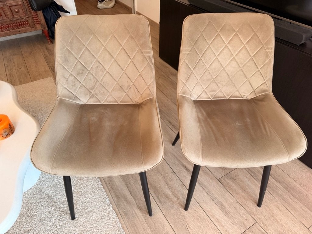 Ensemble de 2 chaises de salle à manger IKEA, velours, beige, Maison & Meubles, Chaises, Autres couleurs, Comme neuf, Deux, Enlèvement